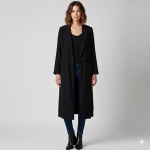 Aritzia Wilfred Free Long Blazer Trench Coat Jacket Lightweight Black Satin S